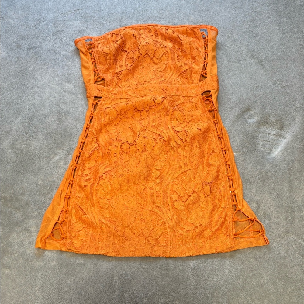 NWT Prettylittlething Orange Lace Dress